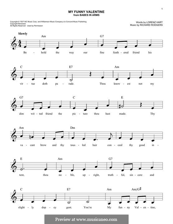 My Funny Valentine by R. Rodgers - sheet music on MusicaNeo