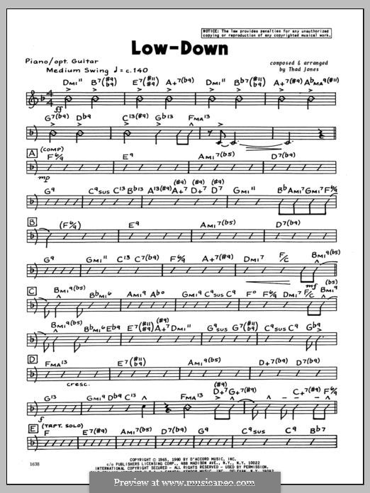 Low-Down By T. Jones - Sheet Music On MusicaNeo