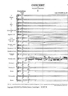 Concerto For Violin And Orchestra In G Major, FS 61 Op.33 By C. Nielsen ...