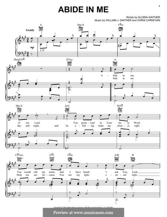 Abide in Me by W.J. Gaither - sheet music on MusicaNeo