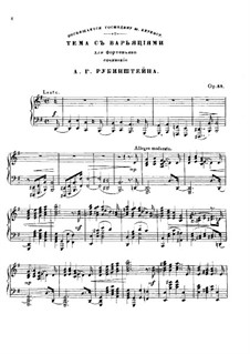 ☆ Rubinstein-Theme and Variations, Op.88 Sheet Music pdf, - Free Score  Download ☆