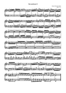 No.4 in D Minor, BWV 775: For piano by Johann Sebastian Bach