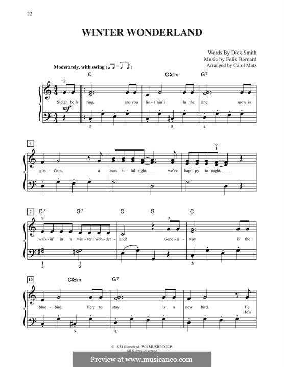 Piano version (Winter Wonderland) by F. Bernard - sheet music on MusicaNeo