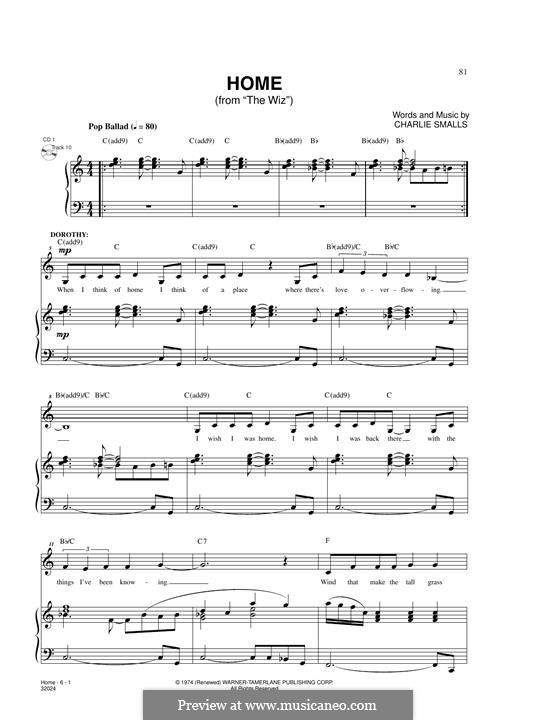 Home (from The Wiz) by C. Smalls - sheet music on MusicaNeo