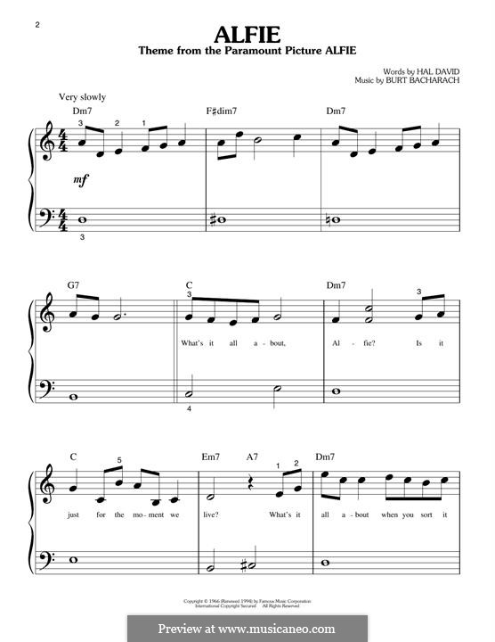 Alfie by B. Bacharach - sheet music on MusicaNeo