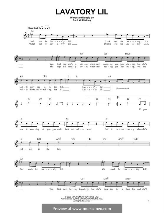 Lavatory Lil By P Mccartney Sheet Music On Musicaneo