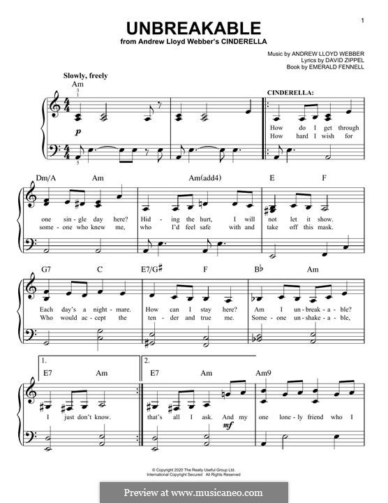 Unbreakable (from Cinderella) by A.L. Webber - sheet music on MusicaNeo