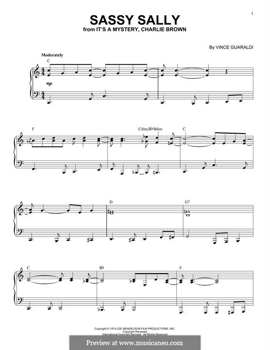 Sassy Sally by V. Guaraldi - sheet music on MusicaNeo