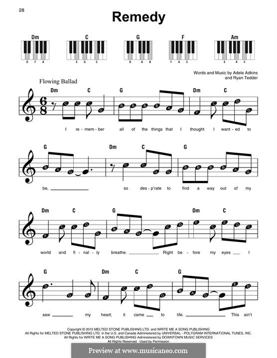 Remedy by Adele, R.B. Tedder - sheet music on MusicaNeo