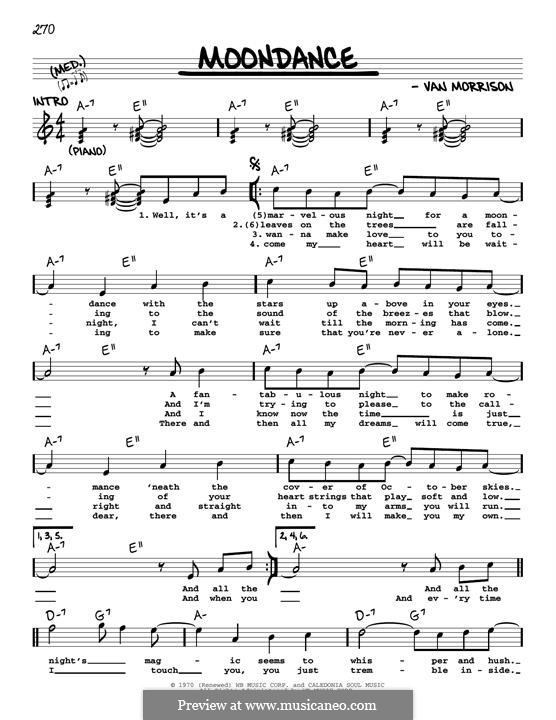 Moondance By V. Morrison - Sheet Music On MusicaNeo