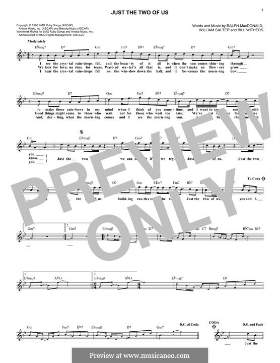 Grover Washington Jr. Just the Two of Us Sheet Music in F Minor  (transposable) - Download & Print - SKU: MN0118226