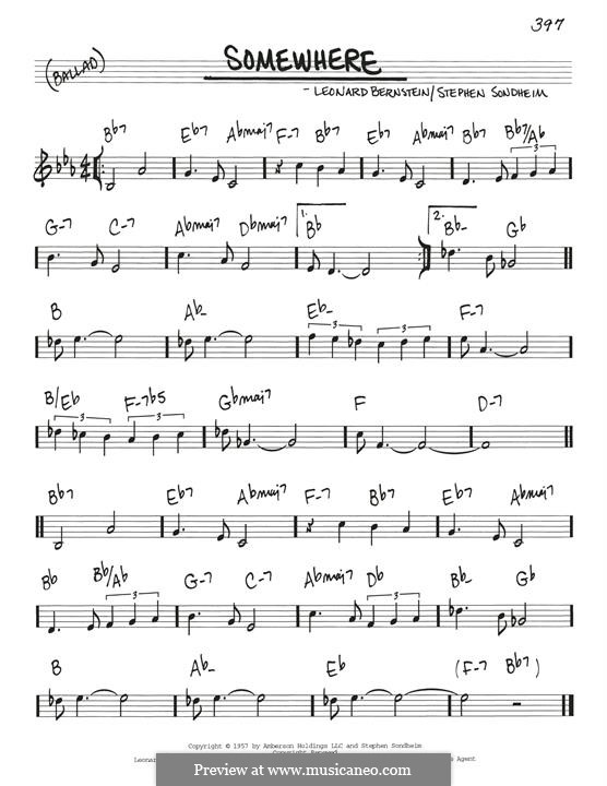 Somewhere (from West Side Story) by L. Bernstein - sheet music on MusicaNeo