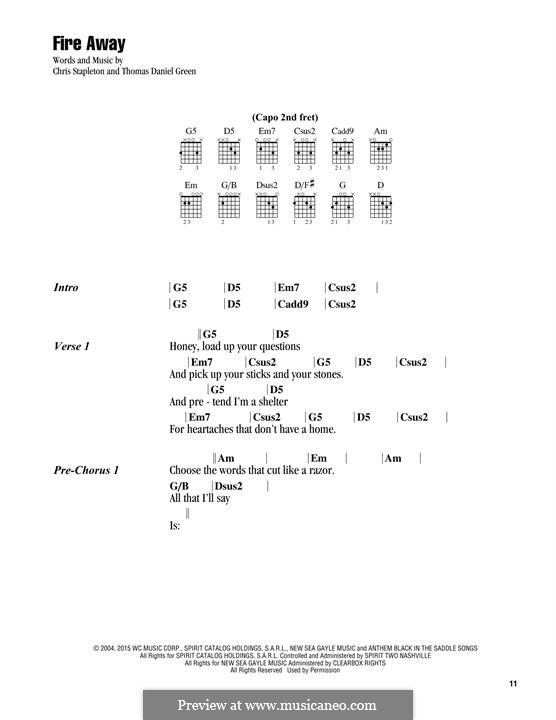 Fire Away by C. Stapleton, T. Green - sheet music on MusicaNeo