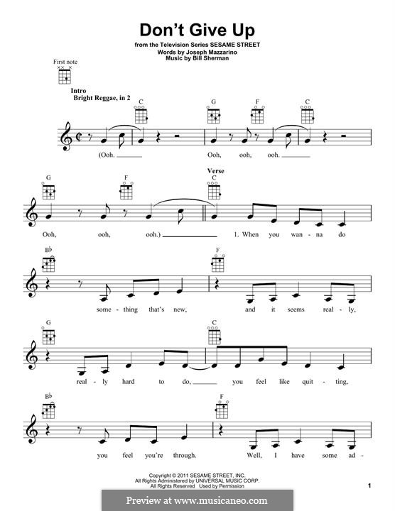 Don't Give Up (from Sesame Street) by B. Sherman - sheet music on MusicaNeo