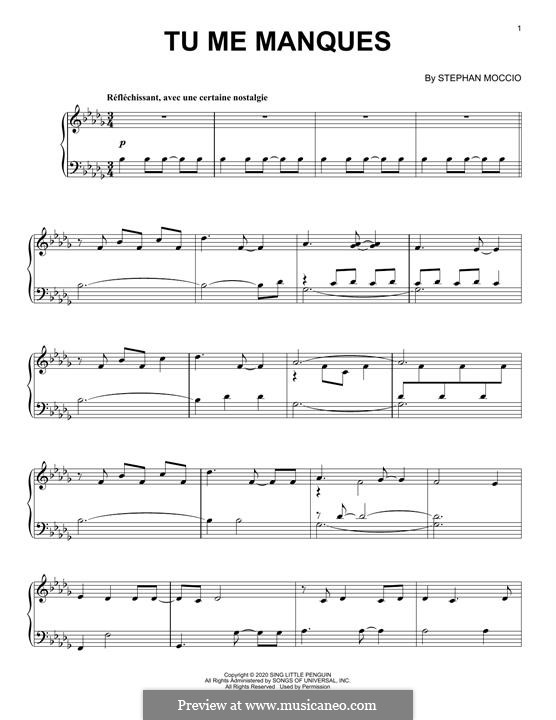 Tu Me Manques By S Moccio Sheet Music On Musicaneo 5062