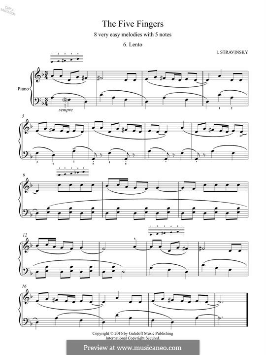 Five Fingers (Les Cinq Doigts) By I. Stravinsky - Sheet Music On MusicaNeo