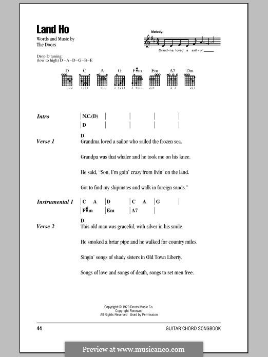 Land Ho by The Doors - sheet music on MusicaNeo