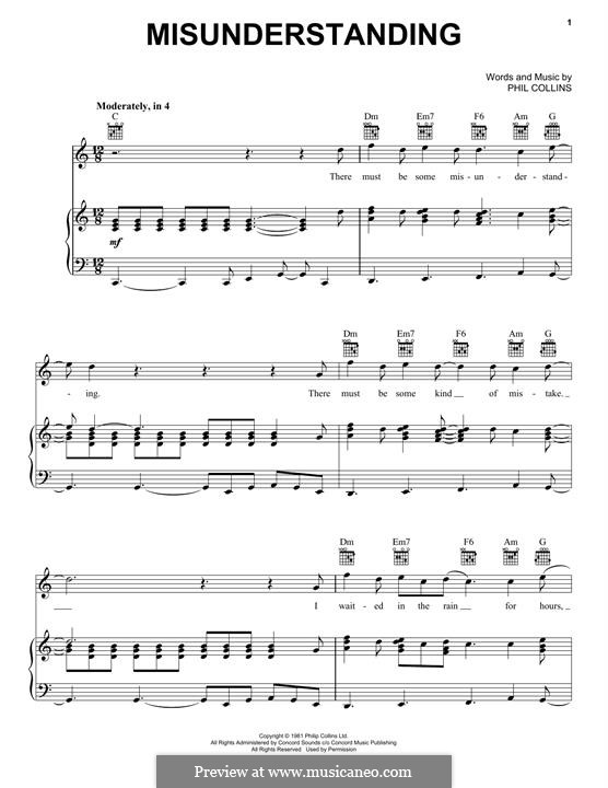 Misunderstanding (Genesis) by P. Collins - sheet music on MusicaNeo