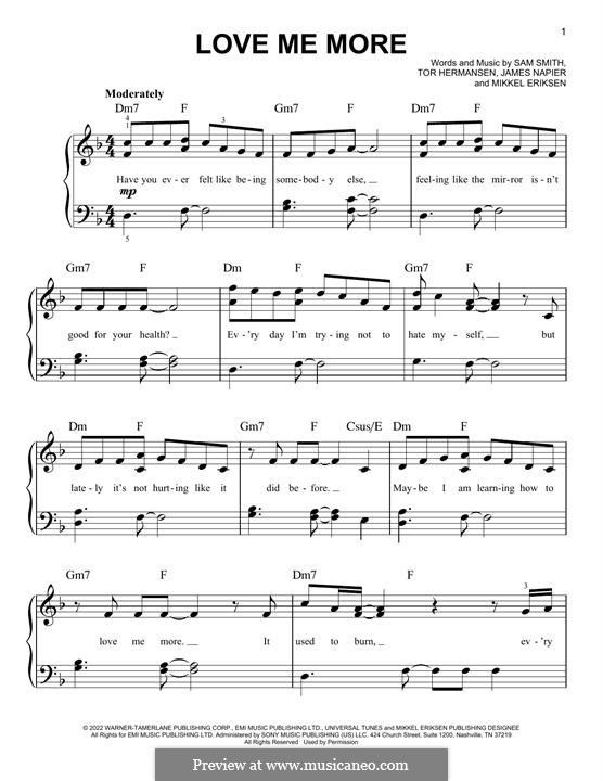 Love Me More (Sam Smith) by J. Napier - sheet music on MusicaNeo