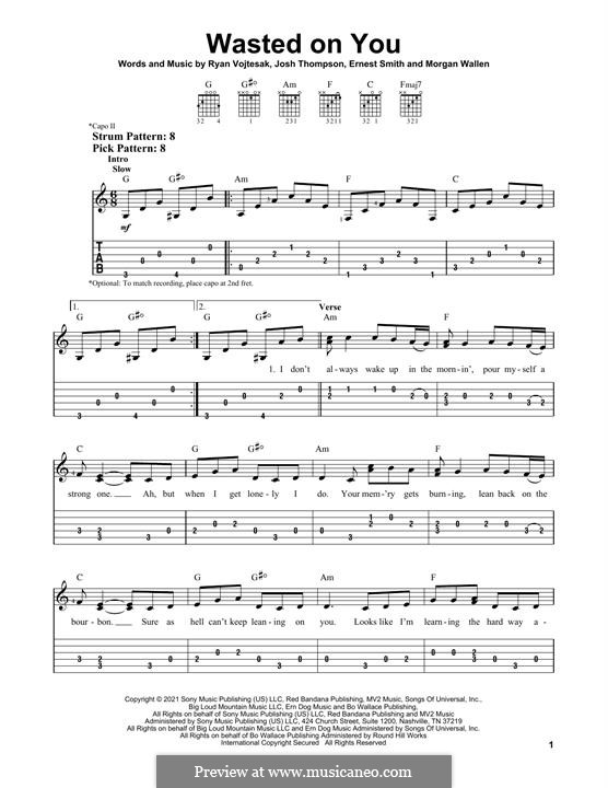 Wasted On You by M. Wallen - sheet music on MusicaNeo