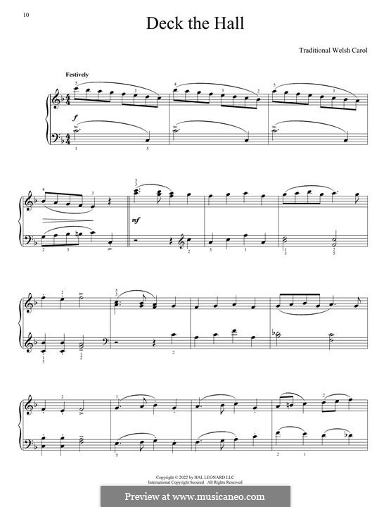 Piano version (Deck the Hall) by folklore - sheet music on MusicaNeo