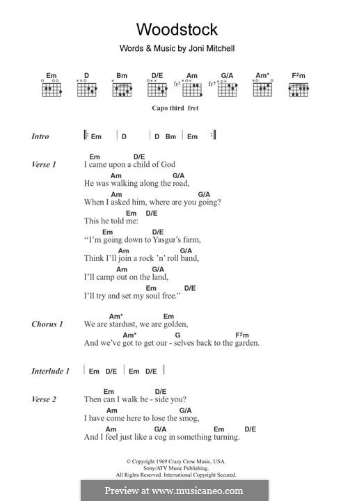 Woodstock (Eva Cassidy) by J. Mitchell - sheet music on MusicaNeo