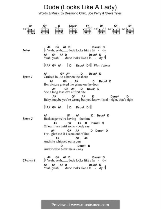 Dude (Looks Like a Lady) Aerosmith by D. Child, J. Perry, S. Tyler on ...