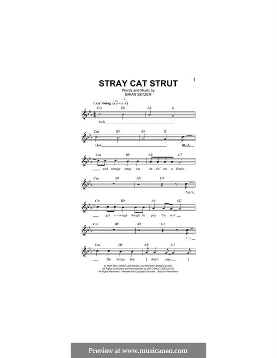 Stray Cat Strut Stray Cats By B Setzer Sheet Music On Musicaneo