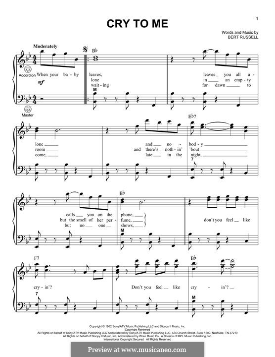 Cry to Me (Solomon Burke) by B. Russell - sheet music on MusicaNeo