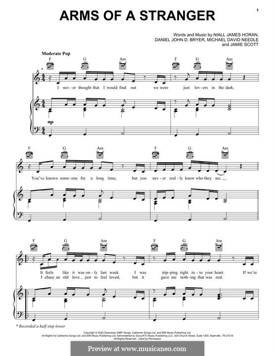 Arms Of A Stranger (Niall Horan) by M. Needle - sheet music on MusicaNeo
