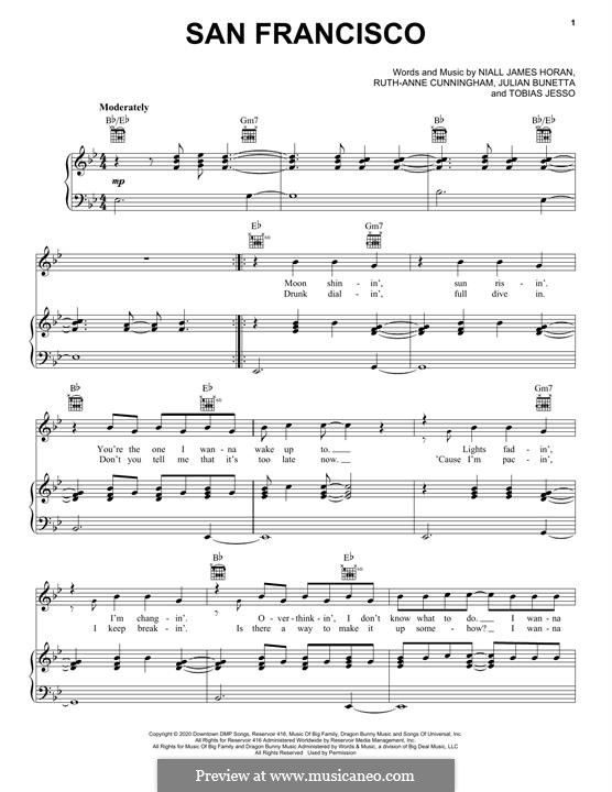 San Francisco (Niall Horan) by T. Jesso - sheet music on MusicaNeo