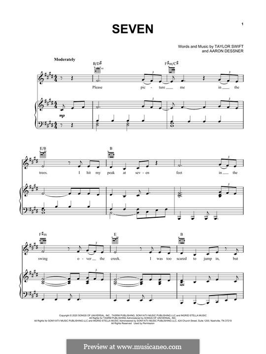 Seven (Taylor Swift) by A. Dessner - sheet music on MusicaNeo