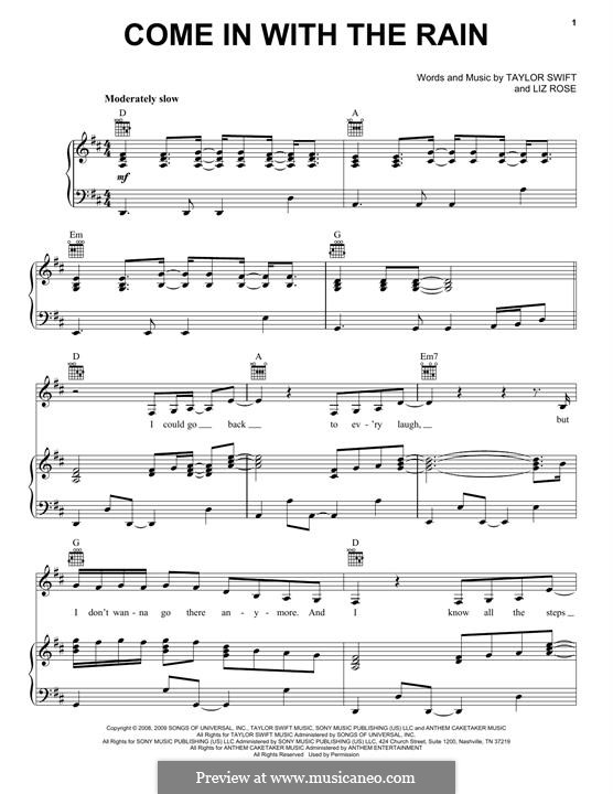 come-in-with-the-rain-taylor-swift-by-l-rose-sheet-music-on-musicaneo