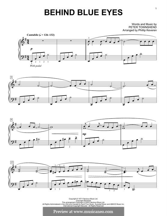 Behind Blue Eyes Limp Bizkit By P Townshend Sheet Music On Musicaneo