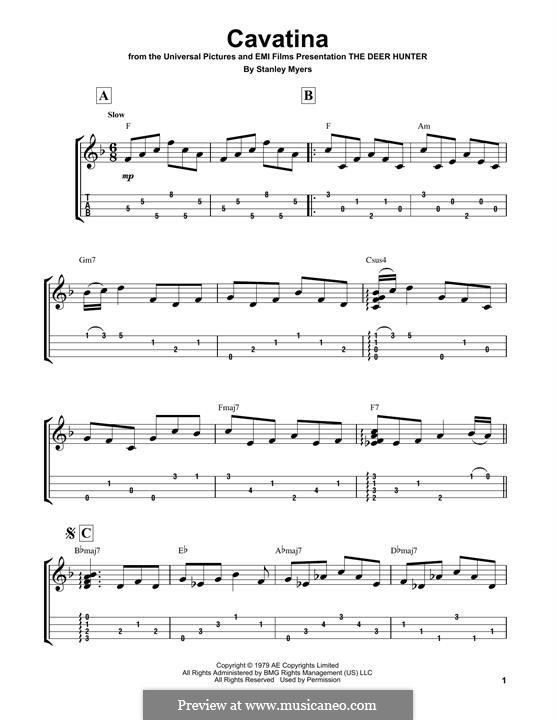 Cavatina (from The Deer Hunter) by S. Myers - sheet music on MusicaNeo