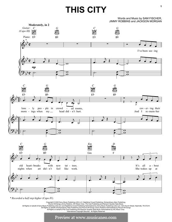 This City (Sam Fischer) by J. Morgan - sheet music on MusicaNeo