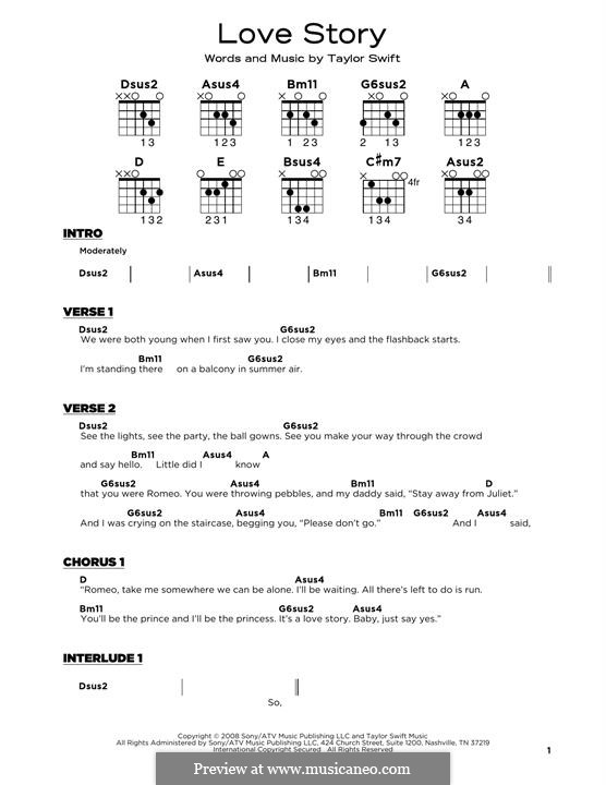 taylor swift love story guitar chord