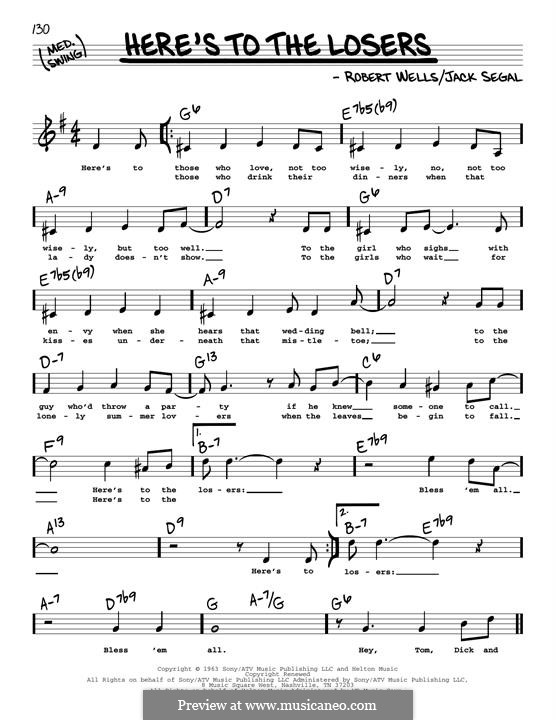 Here's To The Losers by J. Segal - sheet music on MusicaNeo