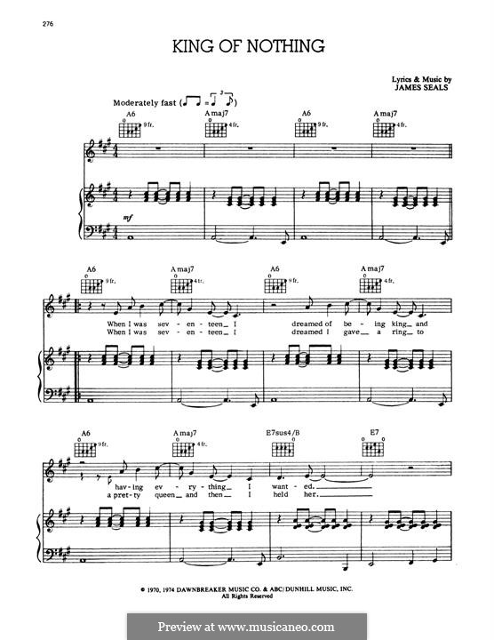 King Of Nothing by J. Seals - sheet music on MusicaNeo