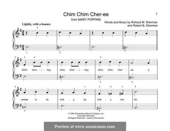 Chim Chim Cher Ee From Mary Poppins For Piano By R M Sherman R B