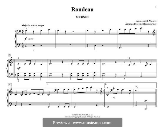 Rondo (Rondeau) by J. Mouret - sheet music on MusicaNeo