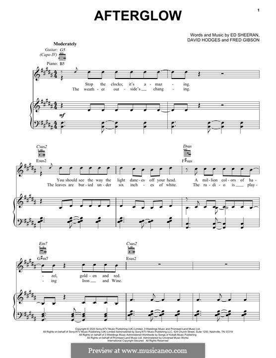 Afterglow by E. Sheeran - sheet music on MusicaNeo