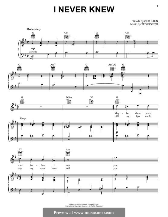 I Never Knew by T. Fiorito - sheet music on MusicaNeo