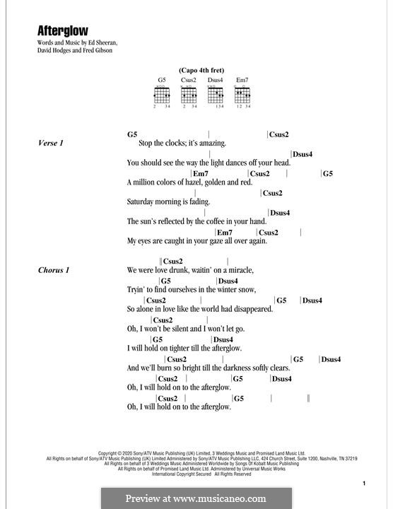 Afterglow by E. Sheeran - sheet music on MusicaNeo