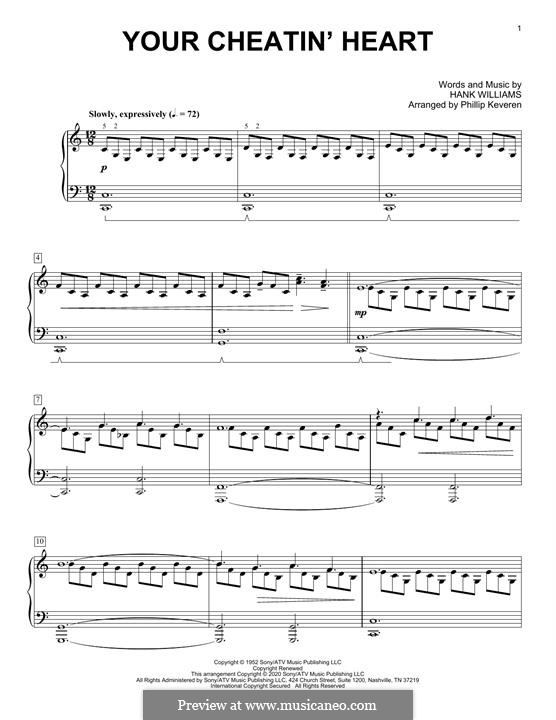 Your Cheatin' Heart by H. Williams - sheet music on MusicaNeo