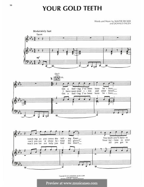 Your Gold Teeth (Steely Dan) by D. Fagen - sheet music on MusicaNeo