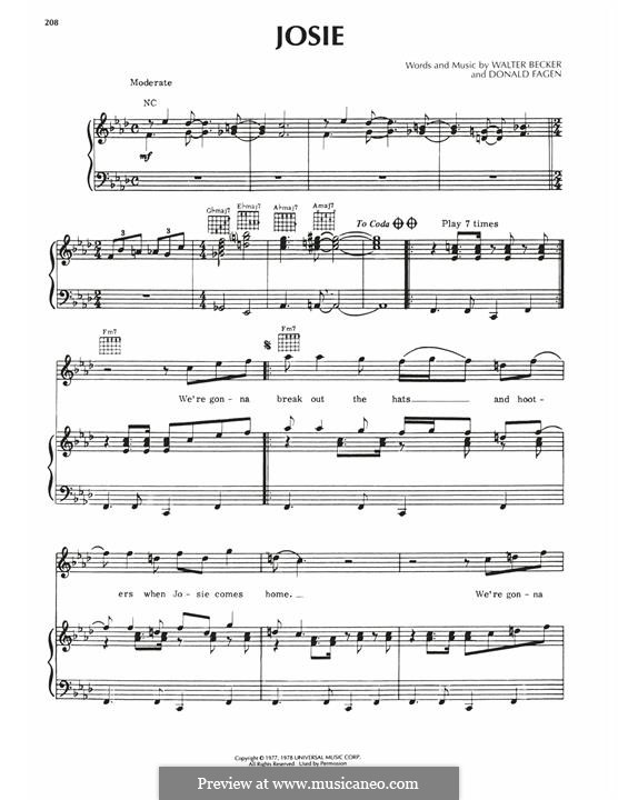 Josie (Steely Dan) By D. Fagen, W. Becker - Sheet Music On MusicaNeo