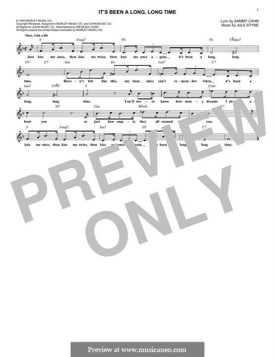 It's Been A Long, Long Time sheet music for guitar (tablature)