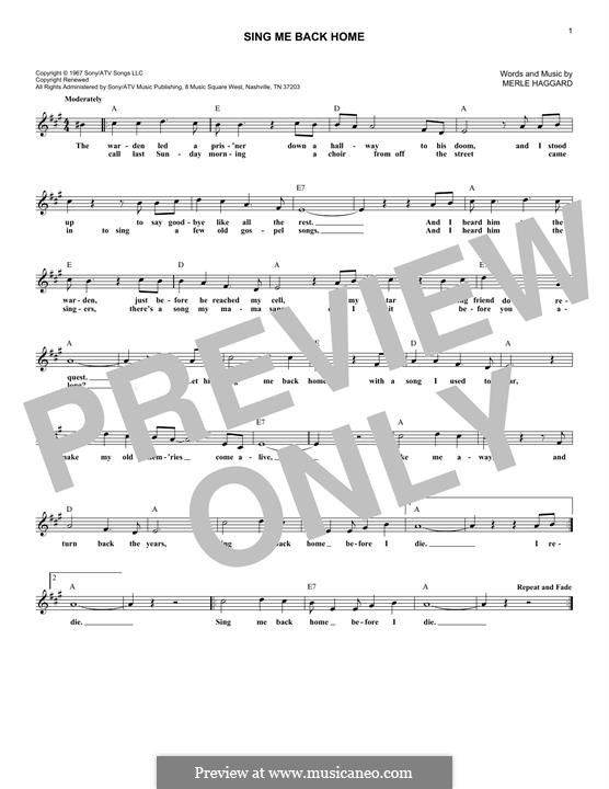 Sing Me Back Home by M. Haggard - sheet music on MusicaNeo