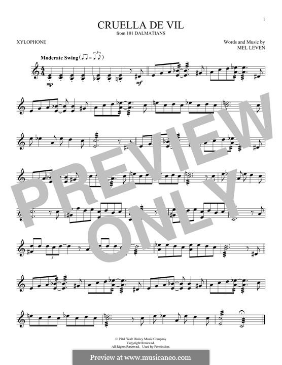 Cruella De Vil From 101 Dalmatians By M Leven Sheet Music On Musicaneo 9515